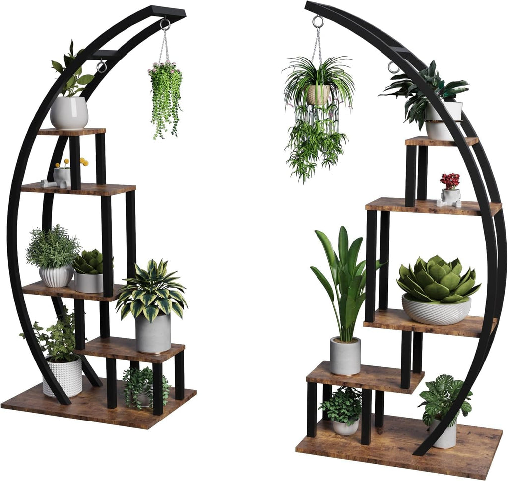 Greenhaus Gardening Half Moon Indoor Plant Stand Set of 2