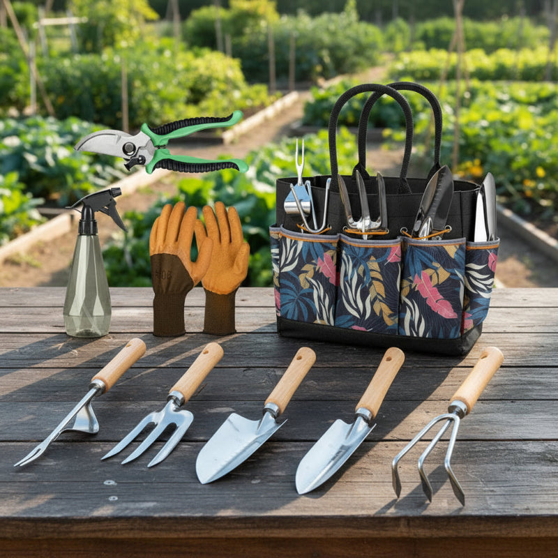 Greenhaus Gardening Garden Tools Set with Kneeling Pad and Gloves