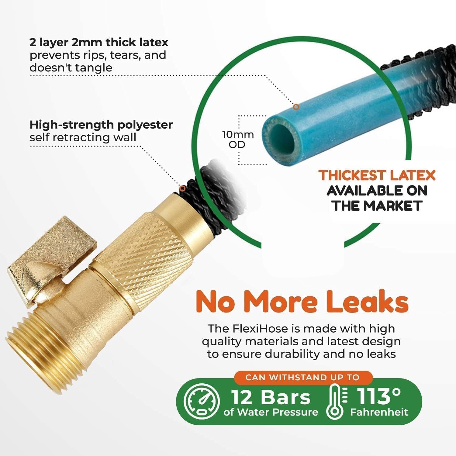 Greenhaus Gardening Expandable Garden Hose with 8-Pattern Spray Nozzle, 50 FT