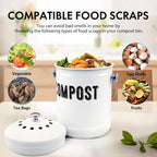 Greenhaus Gardening Indoor Compost Bin with Airtight Lid