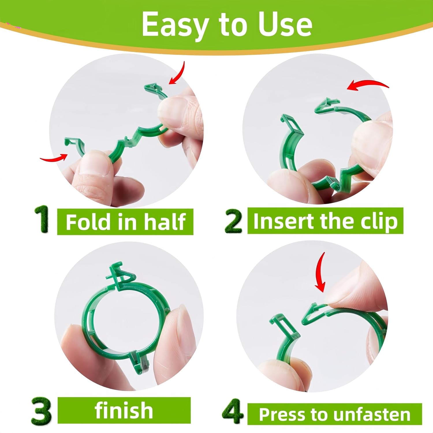 Greenhaus Gardening Reusable Plant Support Clips for Tomatoes & Climbing Plants, 100 PCS