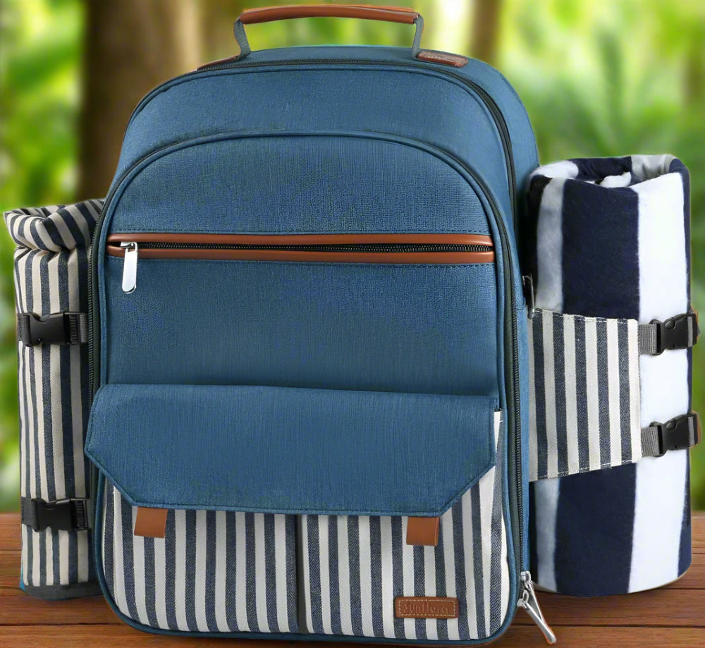Greenhaus Gardening Deluxe Picnic Backpack Set for 4 People