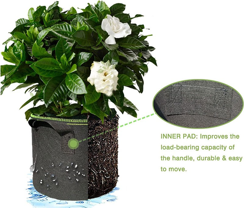 Greenhaus Gardening Reinforced Fabric Grow Bags for Vegetables and Flowers