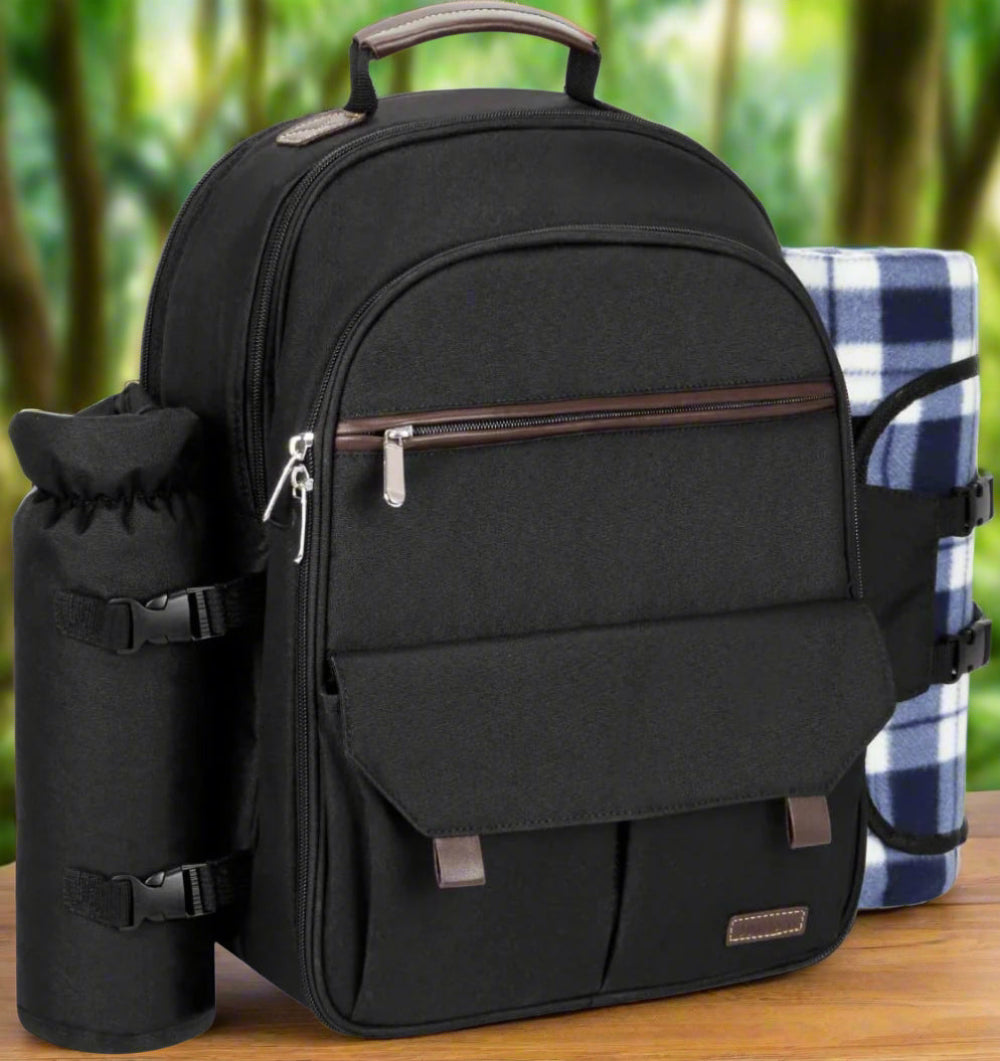 Greenhaus Gardening Deluxe Picnic Backpack Set for 4 People