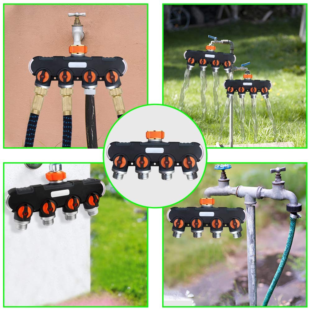 Greenhaus Gardening Garden Hose Splitter with Open-Close Valves