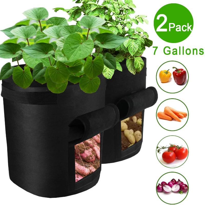 Greenhaus Gardening Vegetable Grow Bags with Side Harvest Access Window