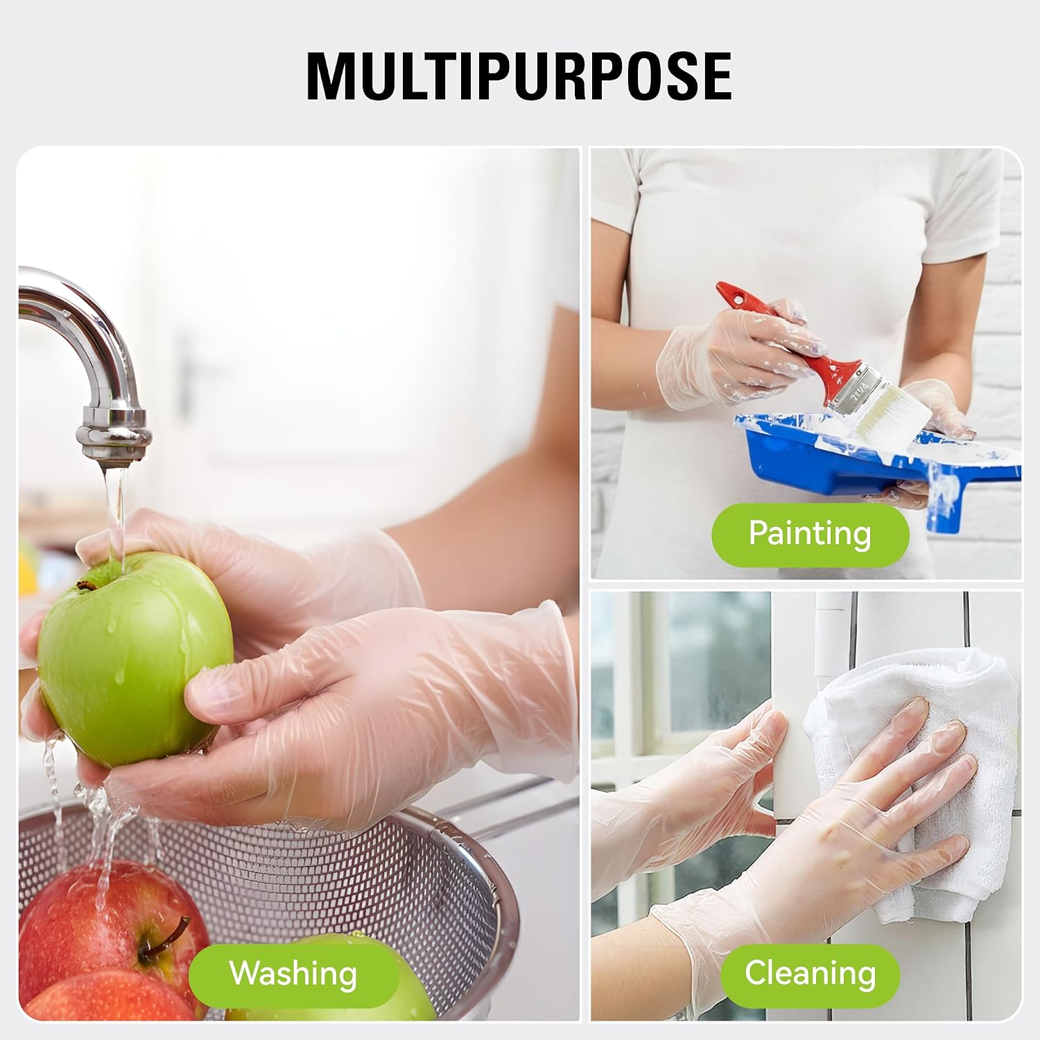 Greenhaus Gardening Clear Disposable Vinyl Gloves, Food Safe, Latex-Free & Powder-Free