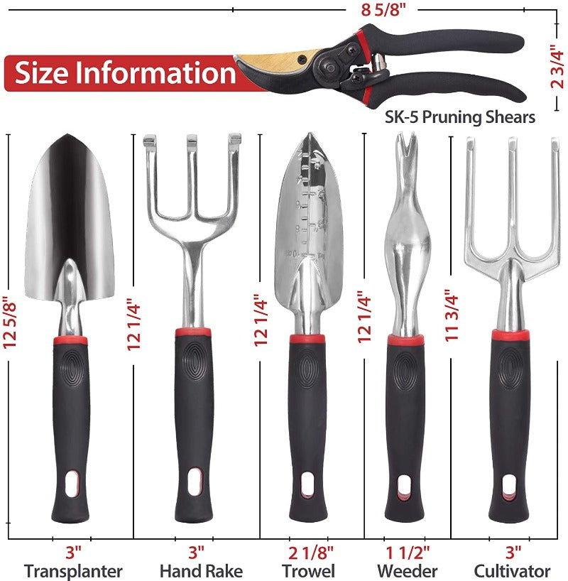 GreenHaus Gardening 6-Piece Heavy Duty Garden Hand Tools for Digging & Weeding