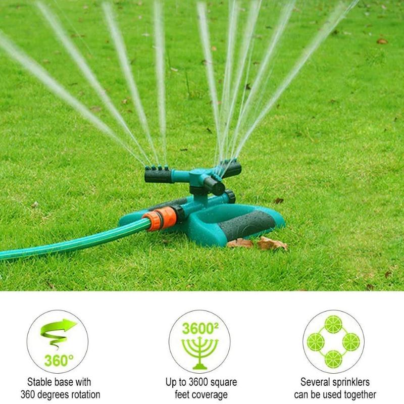 Greenhaus Gardening Auto Rotating Lawn Sprinkler with 360° Water Coverage