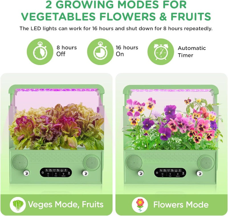 Greenhaus Gardening Hydroponic Herb Growing Kit with Built-In Bluetooth Audio