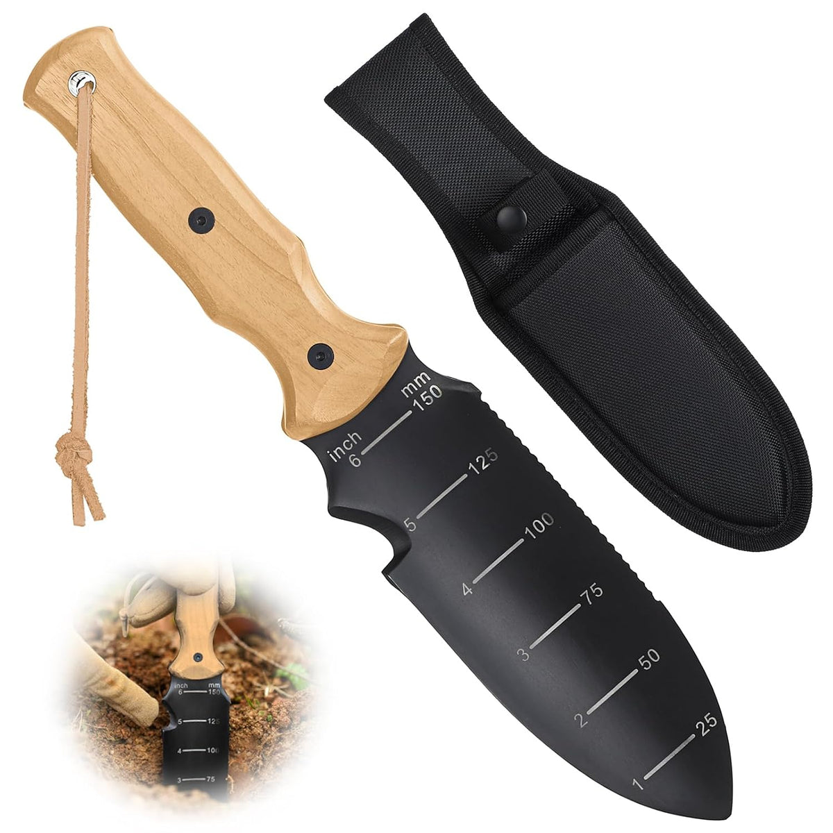 Greenhaus Gardening Premium Hori Hori Garden Knife with Stainless Steel Blade & Protective Sheath