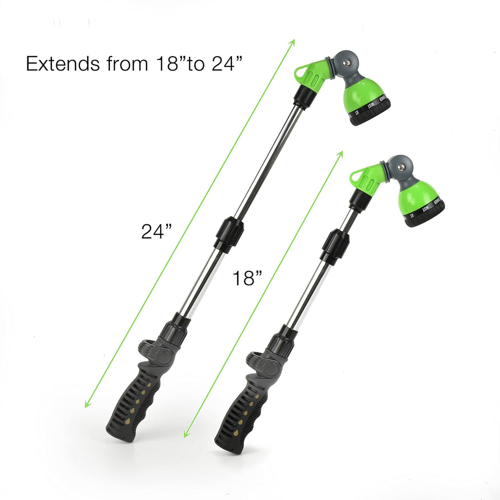 Greenhaus Gardening 18-24" Adjustable Watering Wand with 8 Spray Patterns
