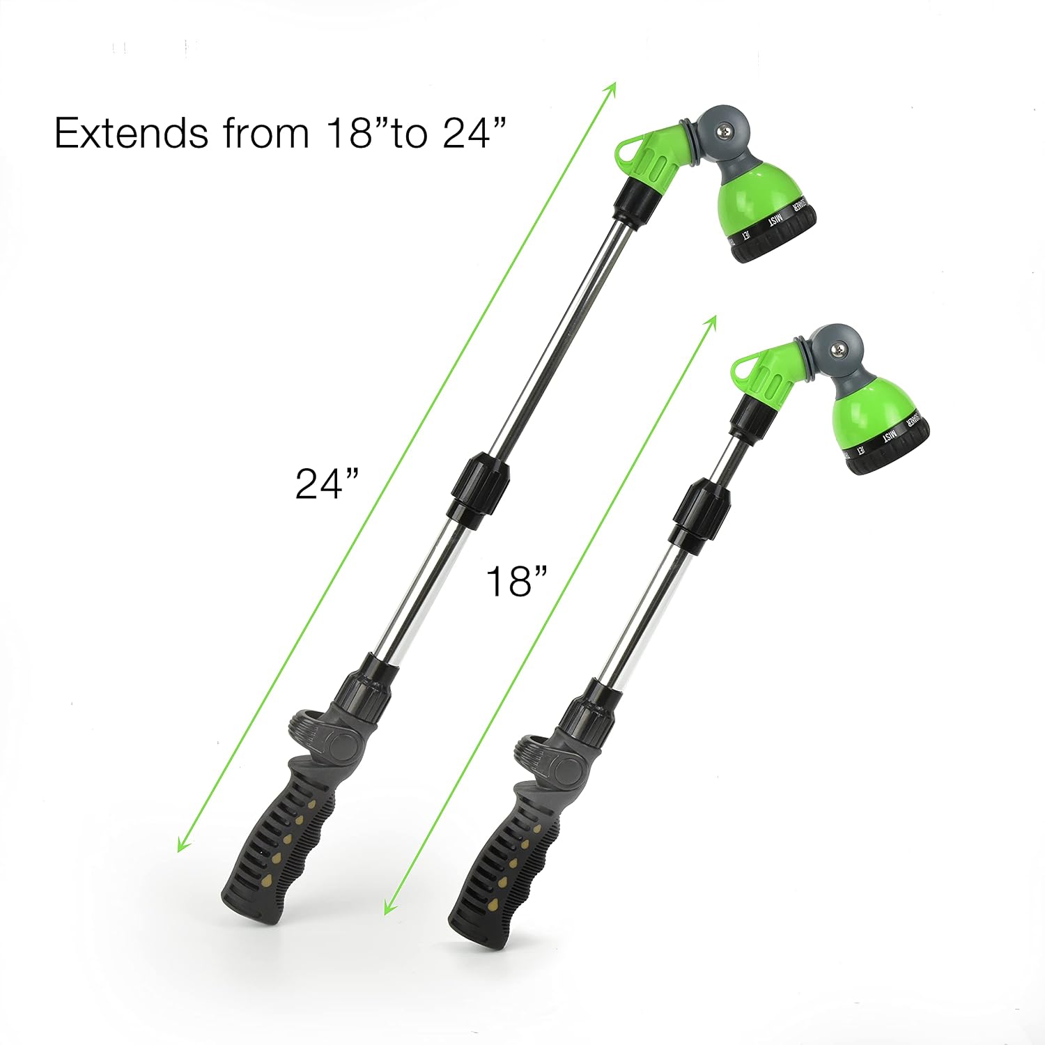 Greenhaus Gardening 18-24" Adjustable Watering Wand with 8 Spray Patterns