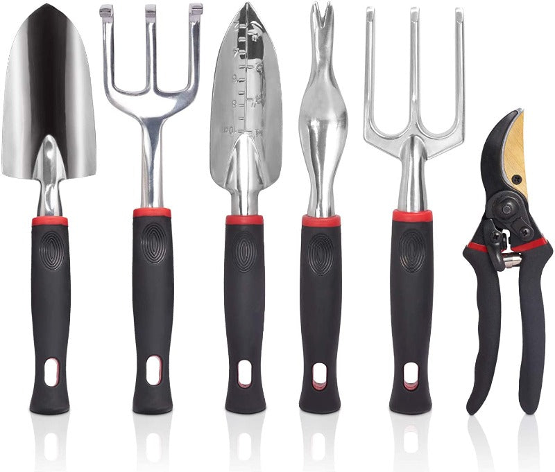 GreenHaus Gardening 6-Piece Heavy Duty Garden Hand Tools for Digging & Weeding