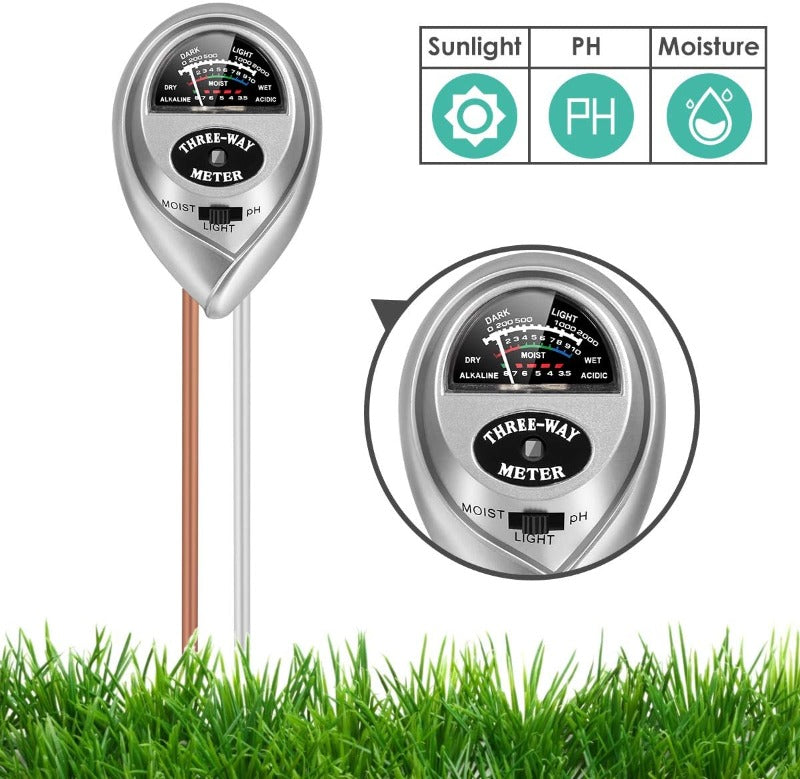 Greenhaus Gardening 3-in-1 Soil Moisture Meter with pH and Light Tester