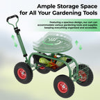 Greenhaus Gardening Garden Utility Cart with 360° Rotating Seat
