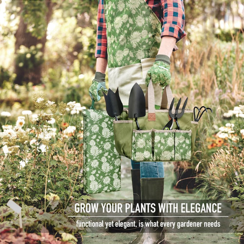 Greenhaus Gardening Garden Tools Set with Kneeling Pad and Gloves