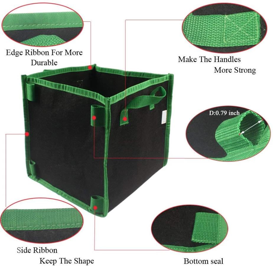 Greenhaus Gardening Square Heavy-Duty Fabric Pots for Square Foot Gardening