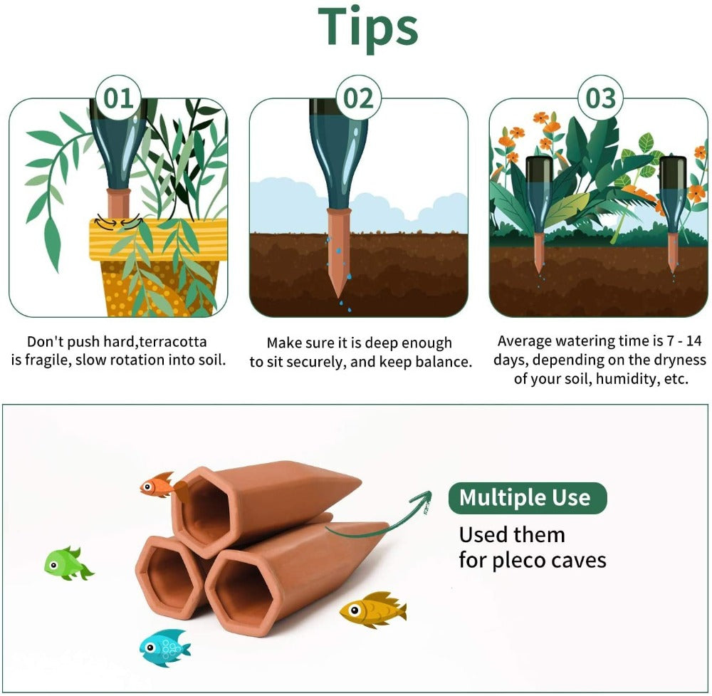 Greenhaus Gardening Auto Irrigation Watering Stakes for Bottles and Plant Pots