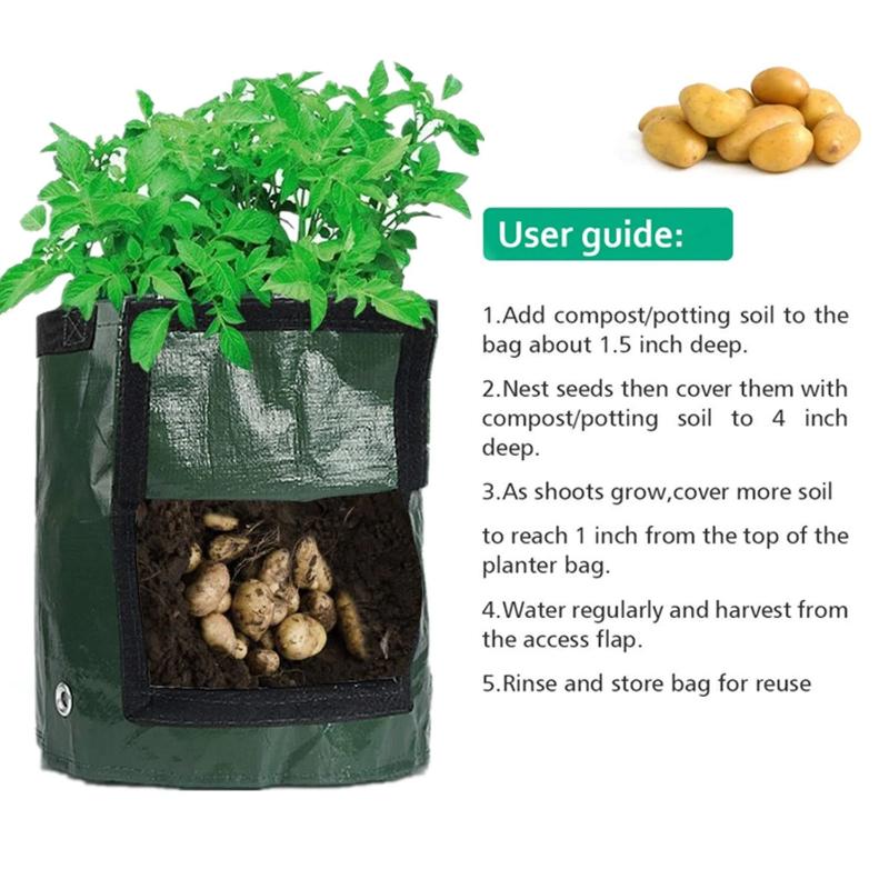 Greenhaus Gardening Vegetable Planting Bags with Easy Access Harvest Flap