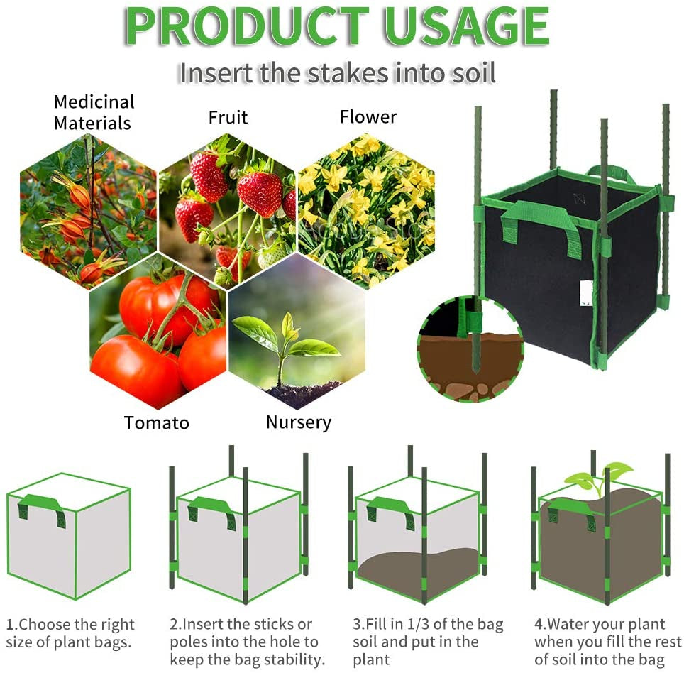 Greenhaus Gardening Square Heavy-Duty Fabric Pots for Square Foot Gardening