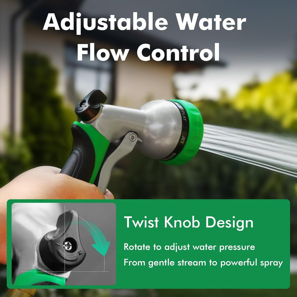 Greenhaus Gardening Heavy-Duty Metal Garden Hose Nozzle with 7 Spray Patterns