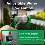 Greenhaus Gardening Heavy-Duty Metal Garden Hose Nozzle with 7 Spray Patterns