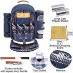 Greenhaus Gardening Deluxe Picnic Backpack Set for 4 People