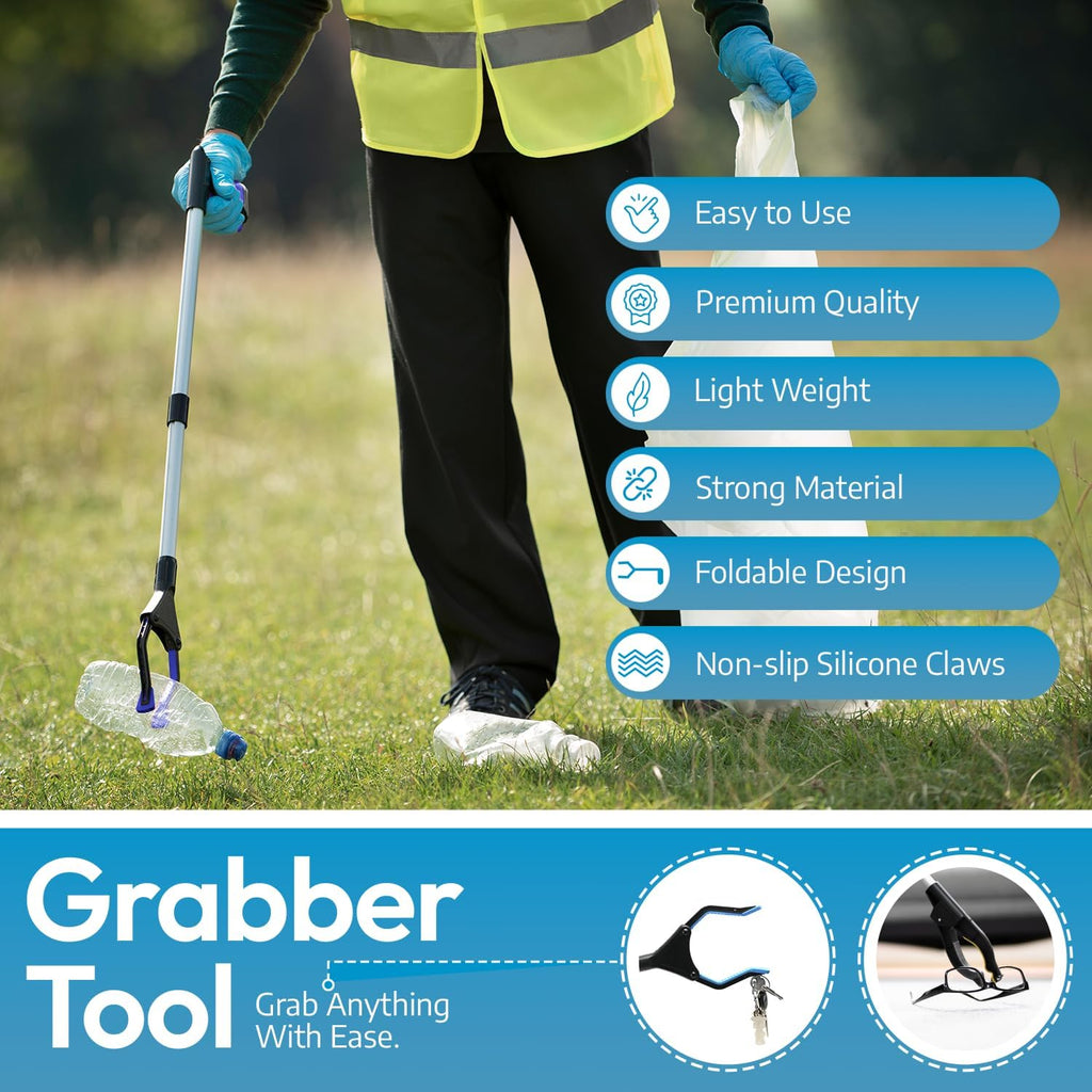 Greenhaus Gardening Foldable 32-Inch Grabber Reacher Tool with Magnetic Tip