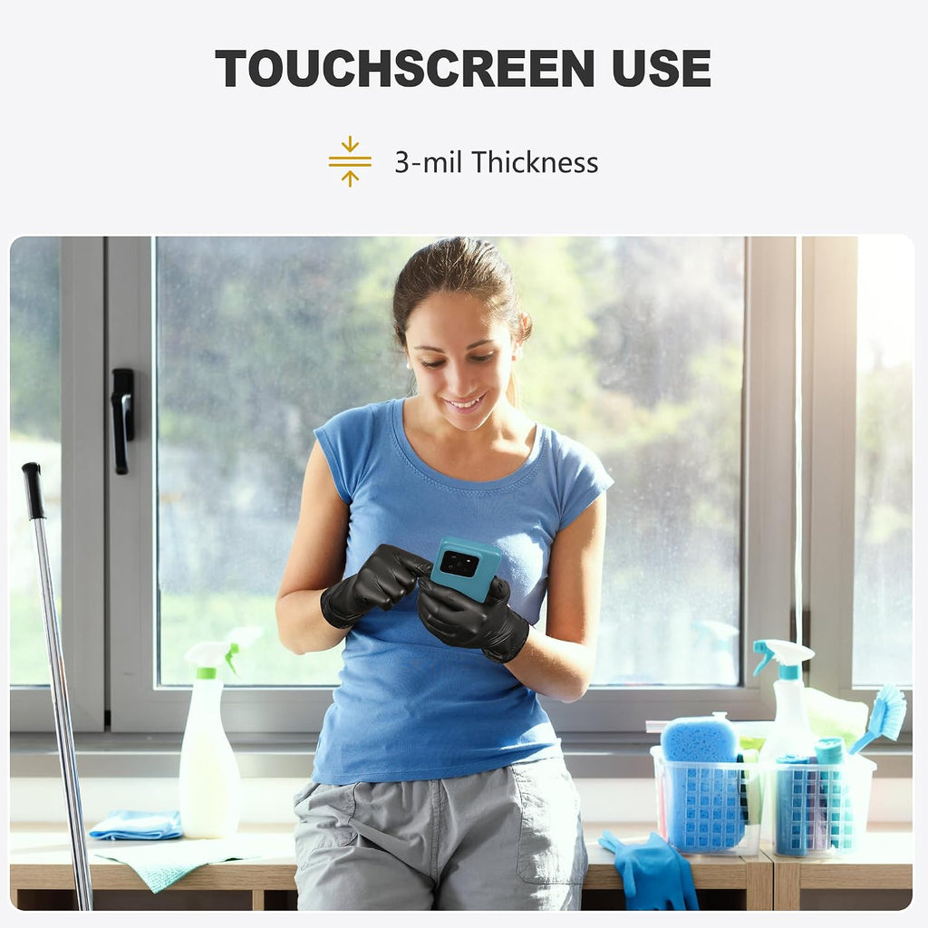 Greenhaus Gardening Black Disposable Vinyl Gloves, Food Grade, Latex-Free & Powder-Free