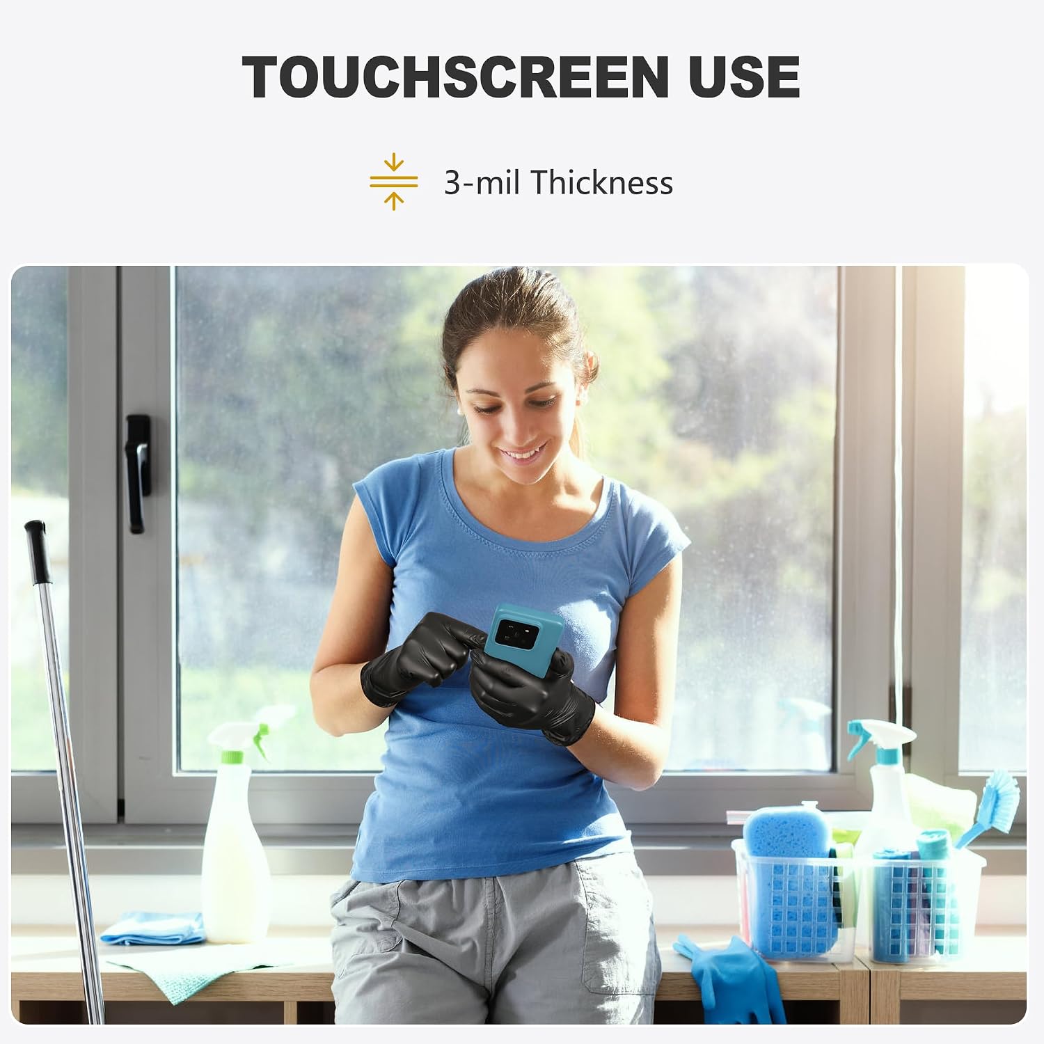 Greenhaus Gardening Black Disposable Vinyl Gloves, Food Grade, Latex-Free & Powder-Free