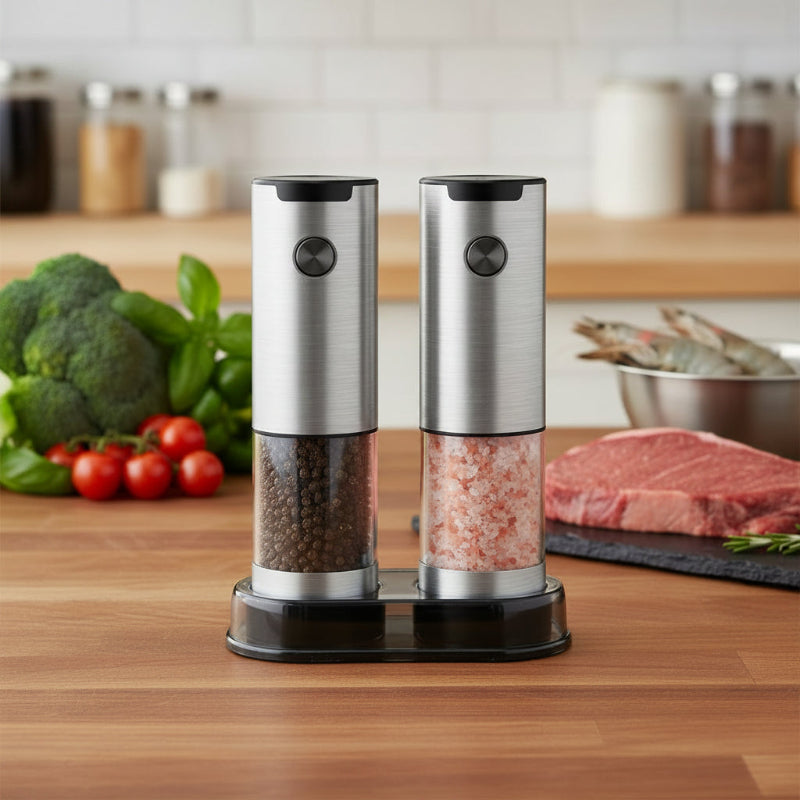 Greenhaus Gardening One-Touch Salt and Pepper Grinder Set