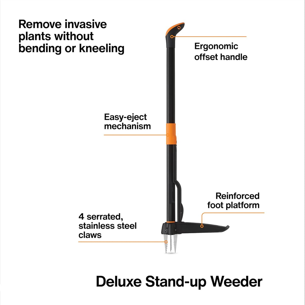 Greenhaus Gardening Stand-Up Weed Puller with Long Handle, Foot Pedal and Easy Eject