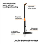 Greenhaus Gardening Stand-Up Weed Puller with Long Handle, Foot Pedal and Easy Eject