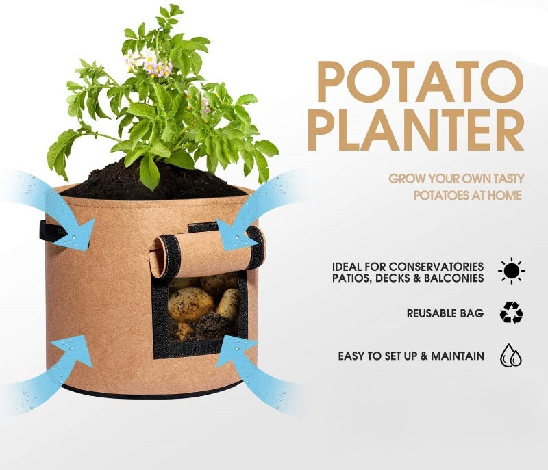 Greenhaus Gardening Reusable Potato Planter Bags with Side Access Window