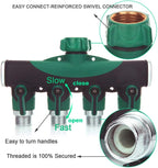 Greenhaus Gardening Outdoor Hose Splitter with Smooth Flow Control Handles