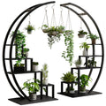 Greenhaus Gardening 5-Tier Curved Metal Plant Stand with 6 Hooks