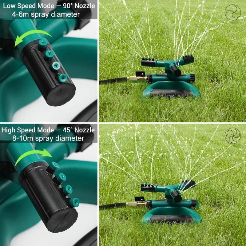 Greenhaus Gardening Auto Rotating Lawn Sprinkler with 360° Water Coverage
