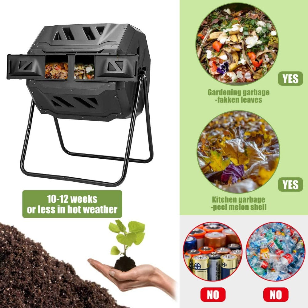GreenHaus Gardening Outdoor Composting Bin with Easy Turn Aeration Design