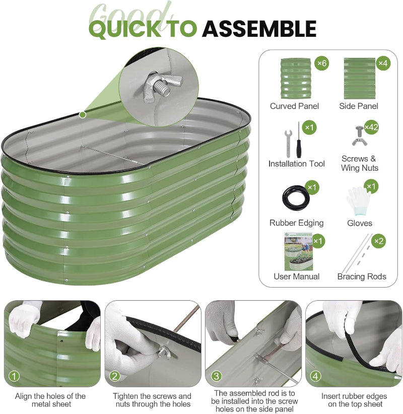 Greenhaus Gardening Galvanized Steel Raised Garden Bed Kit for Vegetables