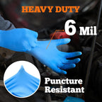 Greenhaus Gardening Heavy-Duty Blue Nitrile Exam Gloves, 6 Mil, Food Safe, 100 Count