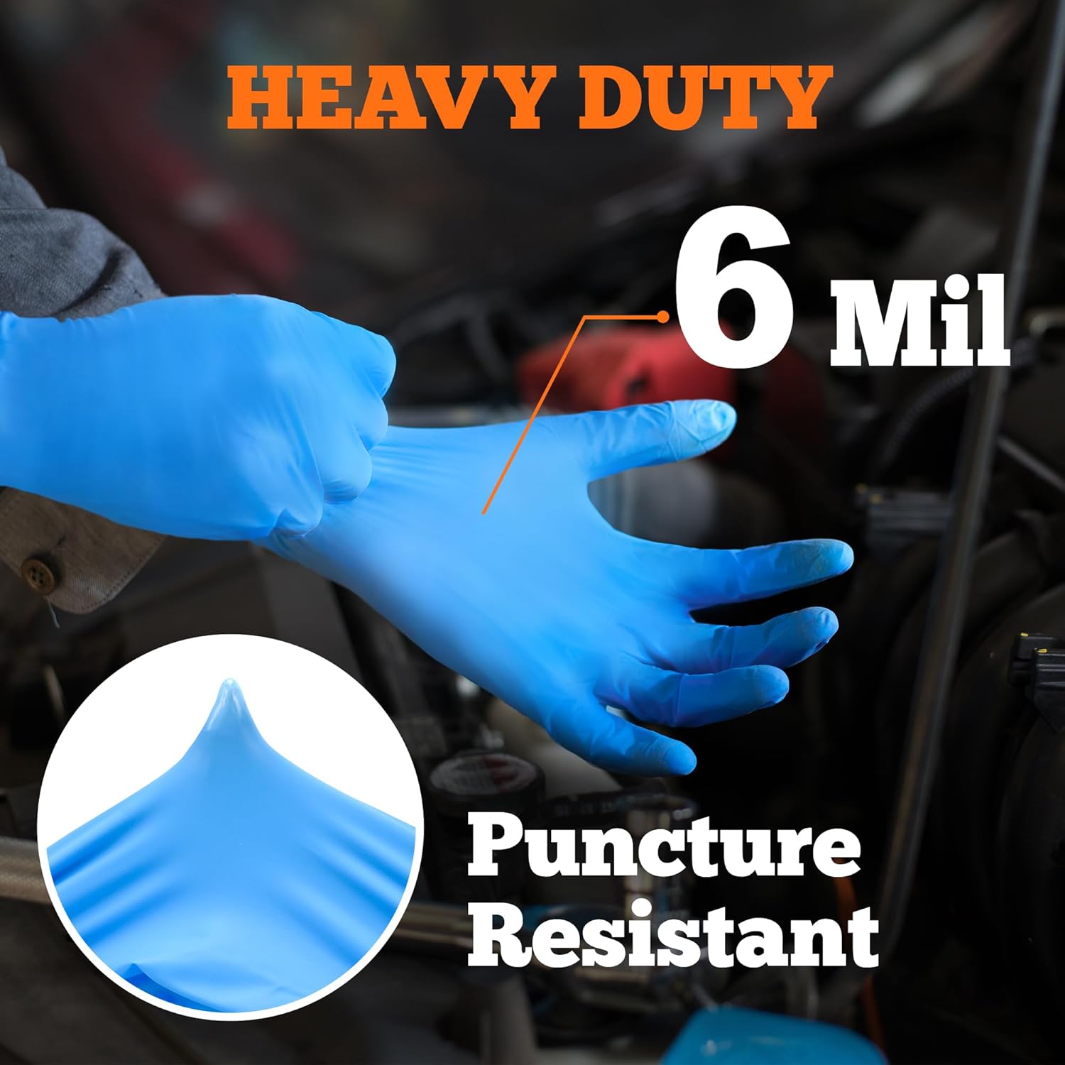 Greenhaus Gardening Heavy-Duty Blue Nitrile Exam Gloves, 6 Mil, Food Safe, 100 Count