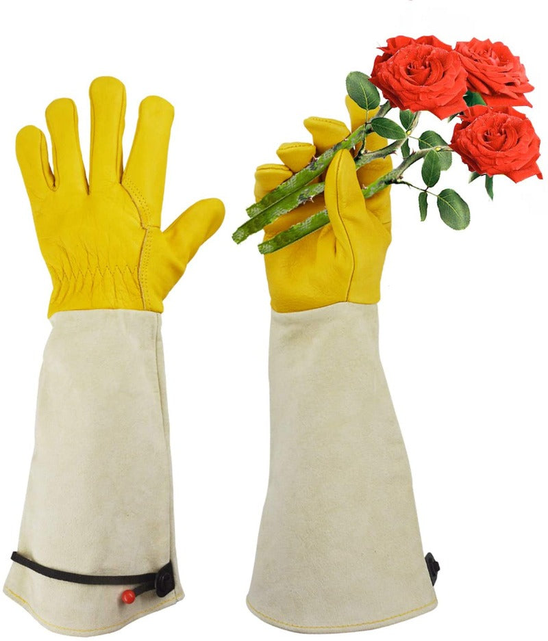 Greenhaus Gardening Adjustable Cuff Pruning Gloves for Yard Work