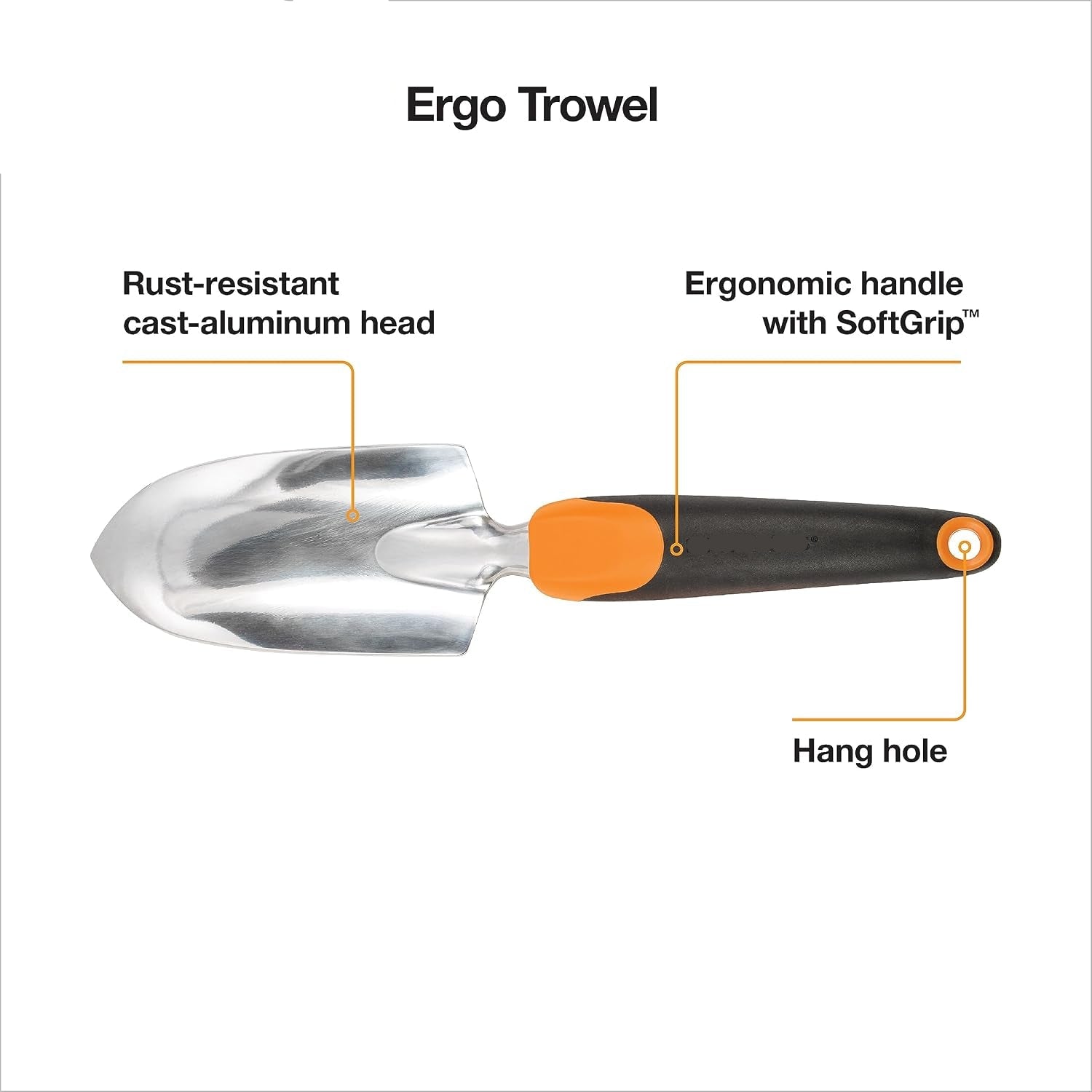 Greenhaus Gardening Heavy Duty Cast Aluminum Garden Hand Trowel with Ergonomic Grip