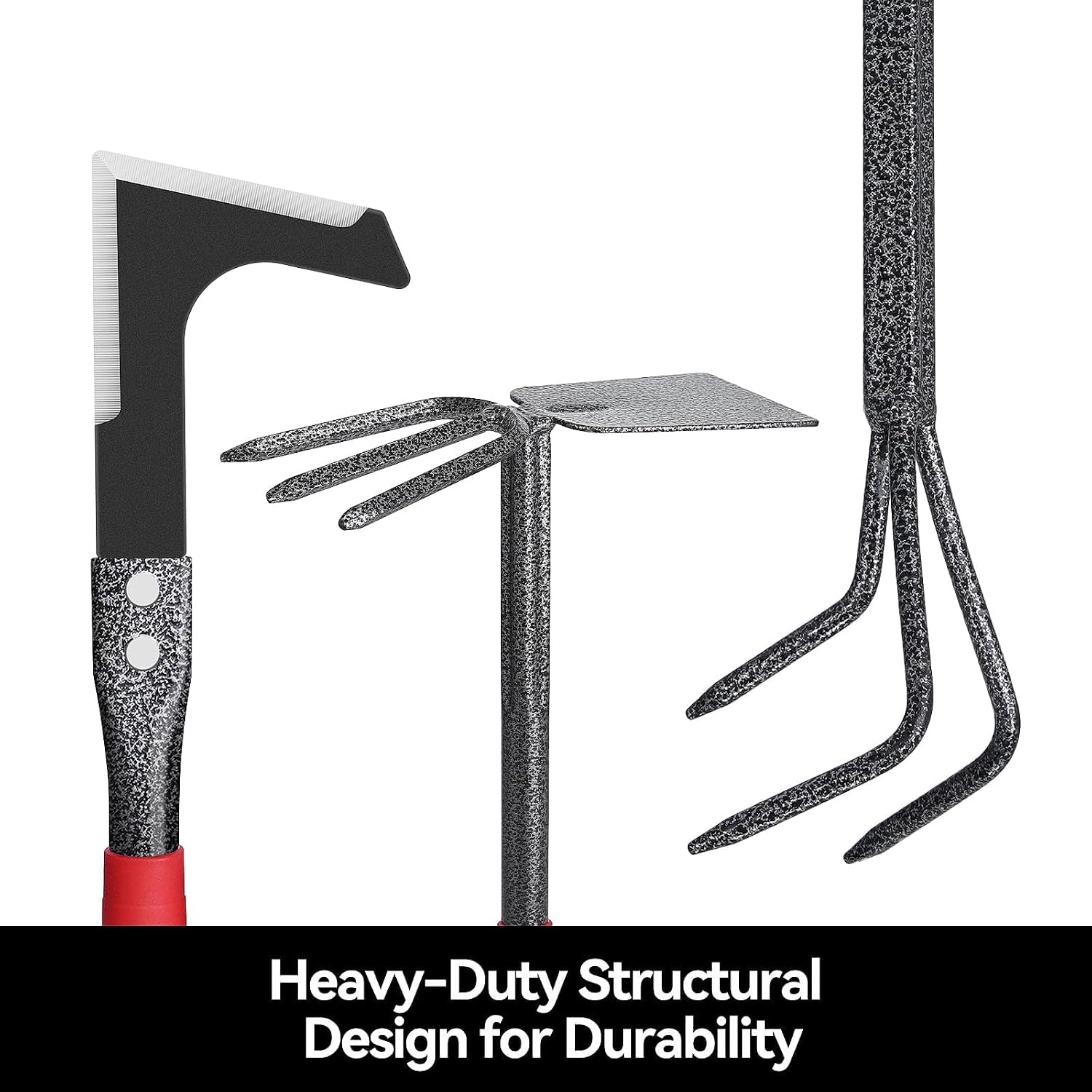 Greenhaus Gardening 6-Piece Heavy-Duty Garden Hand Tool Set with Trowel, Rakes, Hoe & Crack Weeder