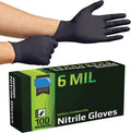 Greenhaus Gardening Heavy Duty Black Nitrile Disposable Gloves, 6 Mil, Latex-Free