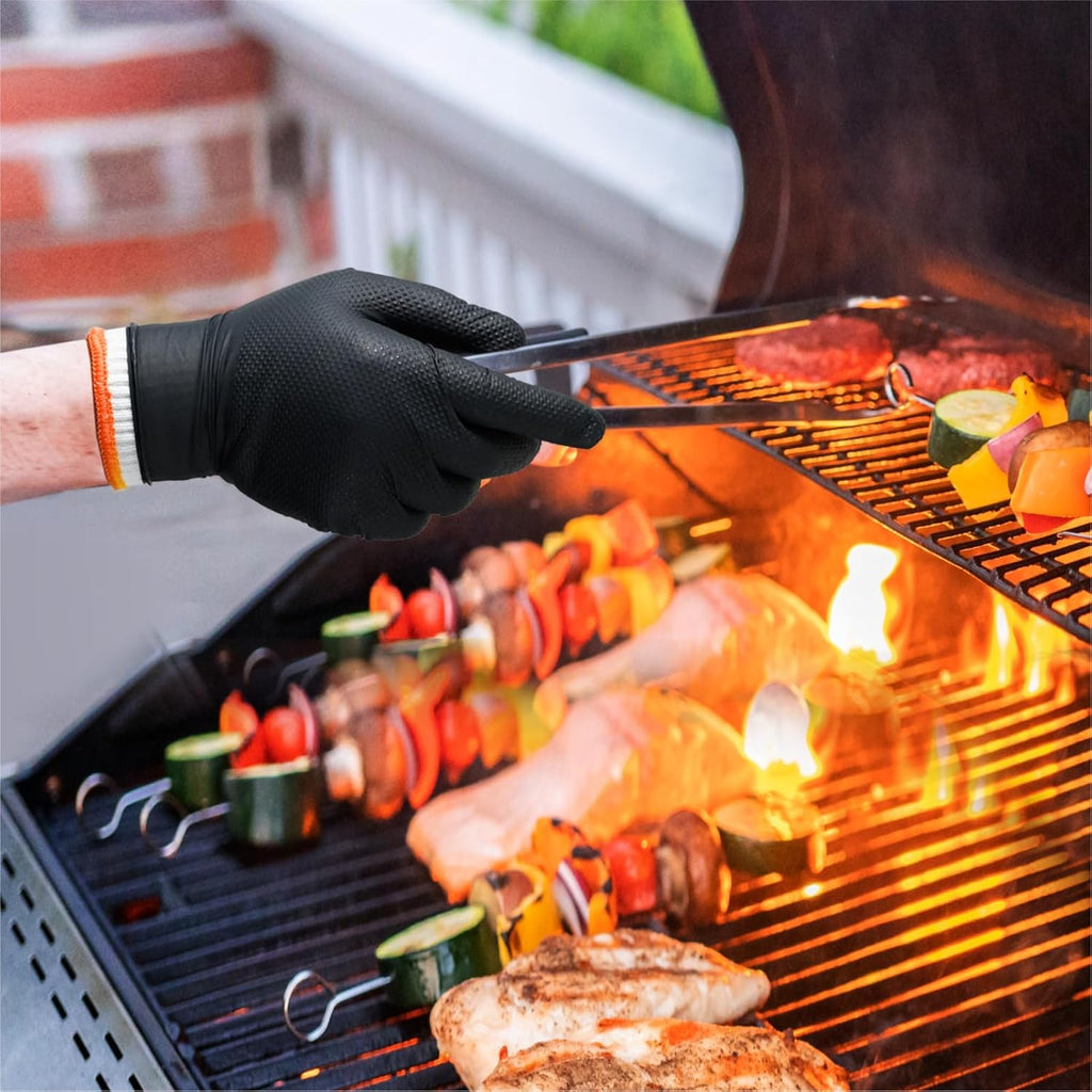 Greenhaus Gardening BBQ Gloves Set with 10 Mil Nitrile Gloves & Cotton Liners