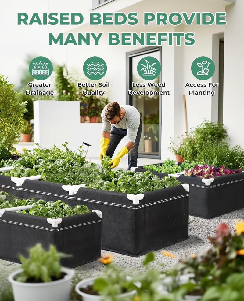 Greenhaus Gardening Portable Fabric Planter Box for Herbs Vegetables and Fruits