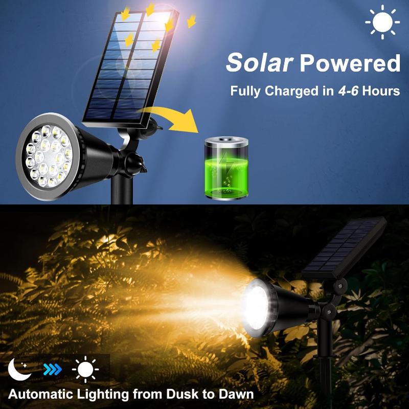 Greenhaus Gardening Solar Spot Lights with Waterproof LED Design