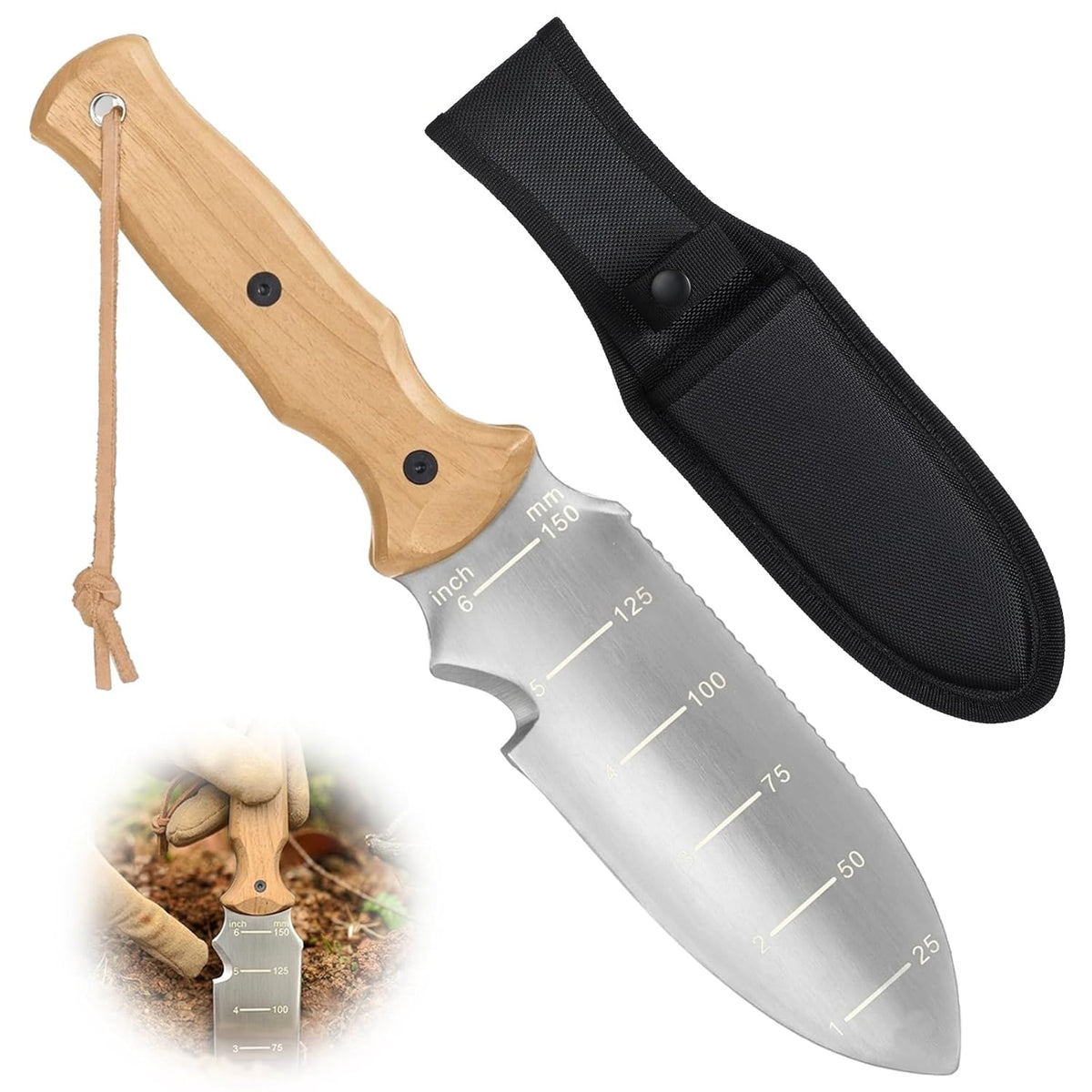 Greenhaus Gardening Premium Hori Hori Garden Knife with Stainless Steel Blade & Protective Sheath